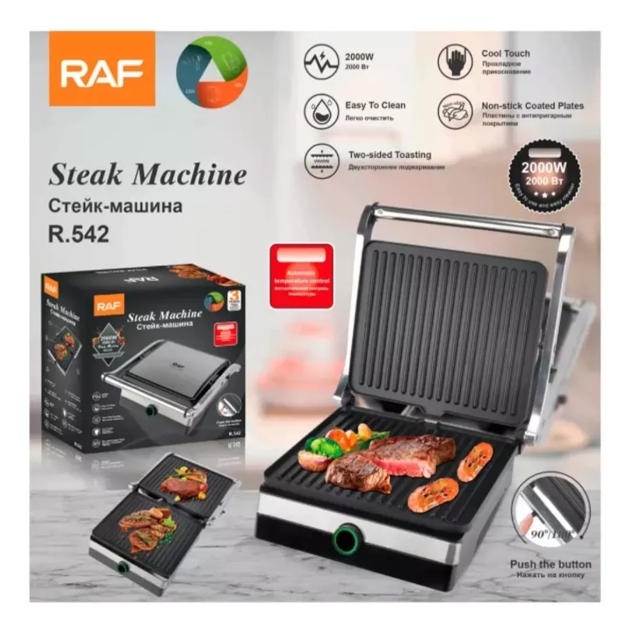 Plancha Parrillera Y Sandwichera Eléctrico Raf 2000w R.542 Panini 2