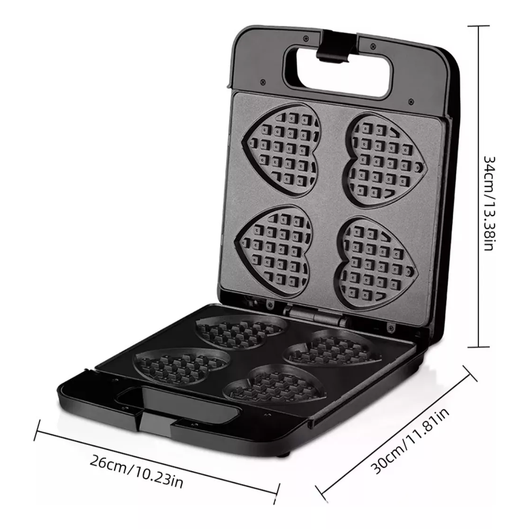 Maquina Wafflera En Forma De Corazón Raf.530 1400w 4 Waffles 3