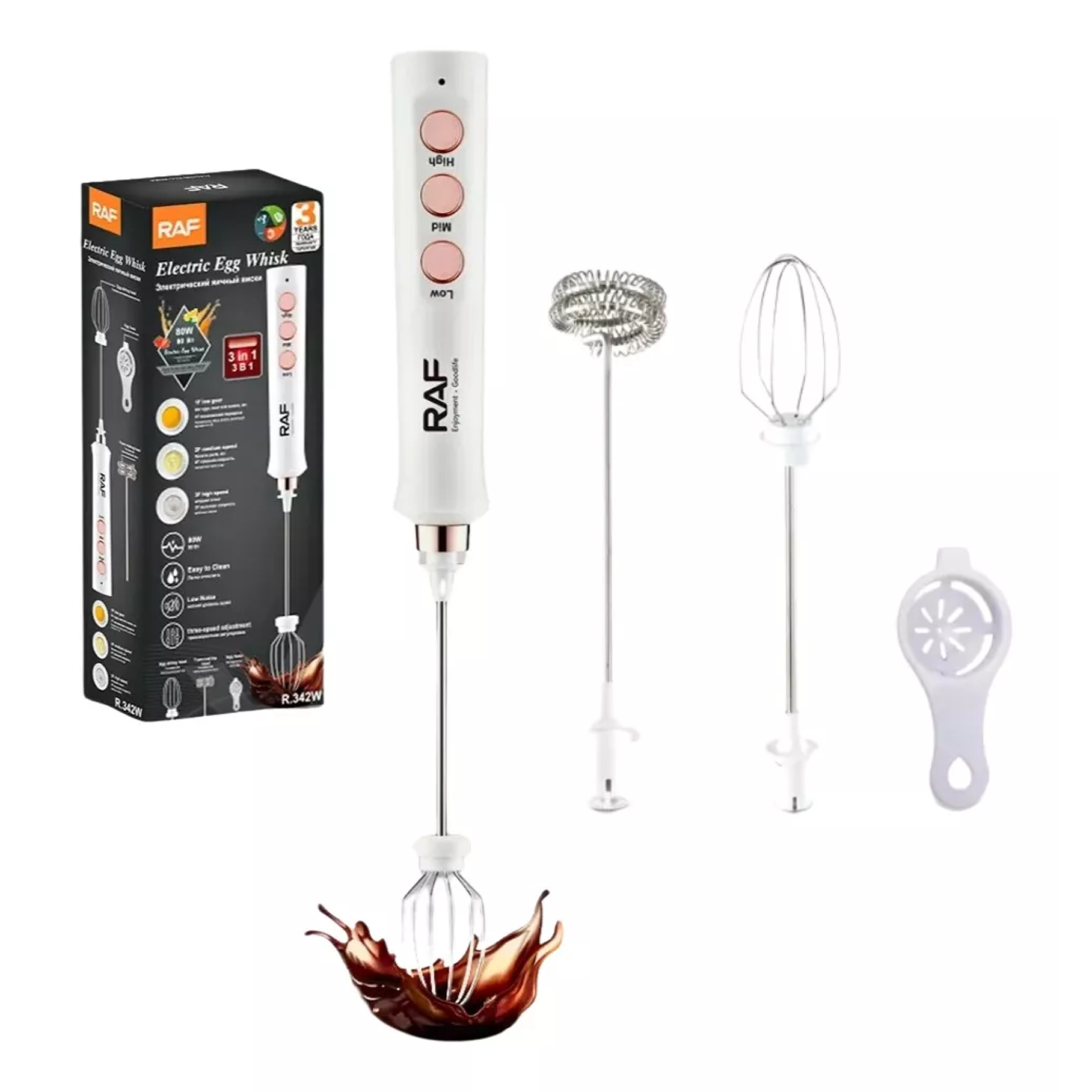 Batidor Manual Espumante De Leche Movedor Café Raf R.342 1