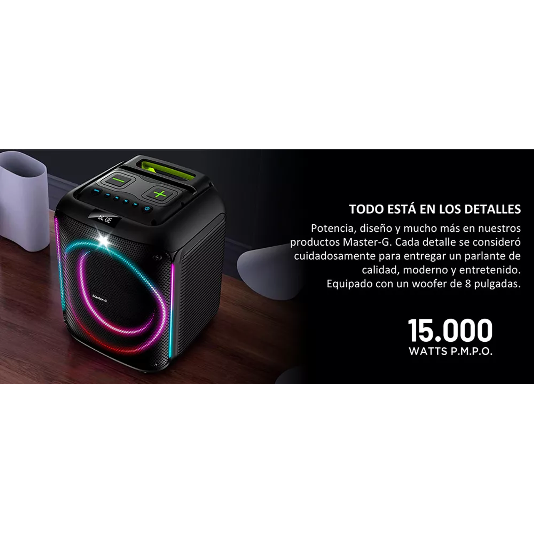 Parlante Bluetooth Modo Karaoke 8 Con Bt 5.0 Mgscratch Color Negro 3