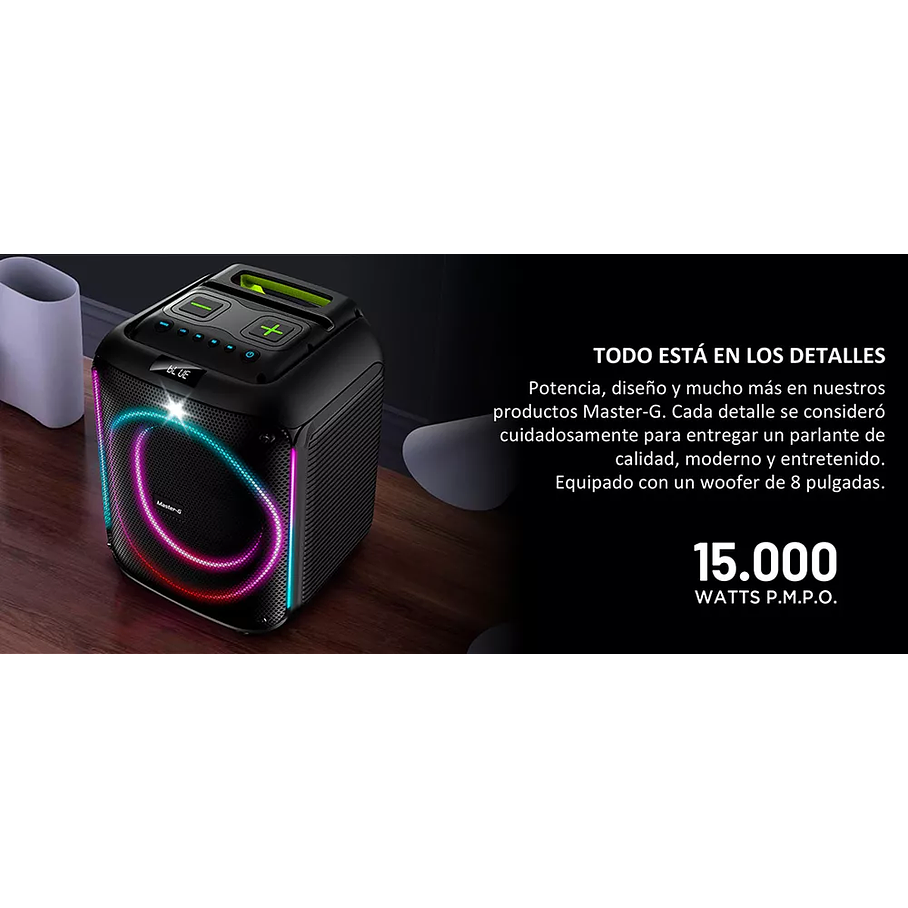 Parlante Bluetooth Modo Karaoke 8 Con Bt 5.0 Mgscratch Color Negro 3