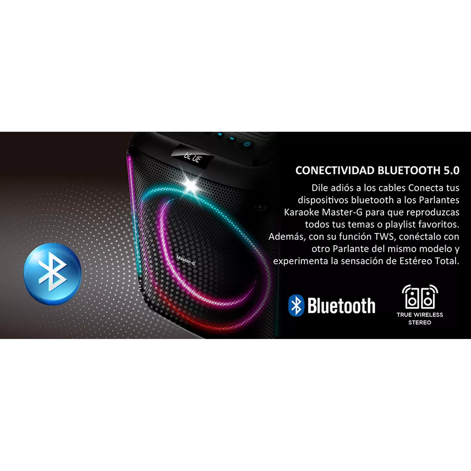 Parlante Bluetooth Modo Karaoke 8 Con Bt 5.0 Mgscratch Color Negro 4