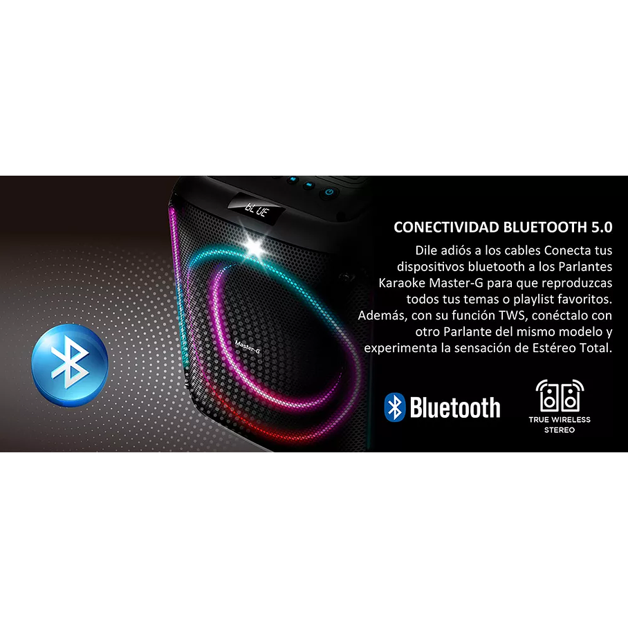 Parlante Bluetooth Modo Karaoke 8 Con Bt 5.0 Mgscratch Color Negro 4