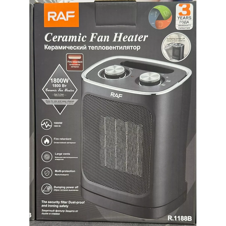 Calefactor Calentador Eléctrico Portátil De Cerámica 1800w R.1188 6