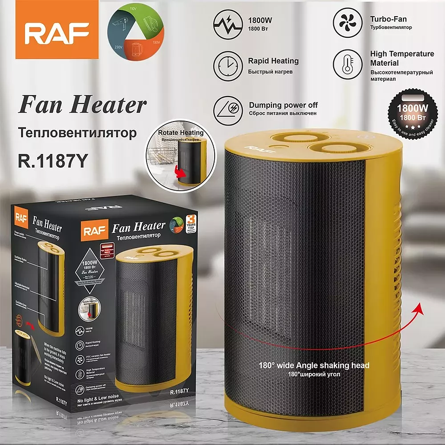 Calefactor Calentador Electrico Raf 1187b 1800w Portatil 4