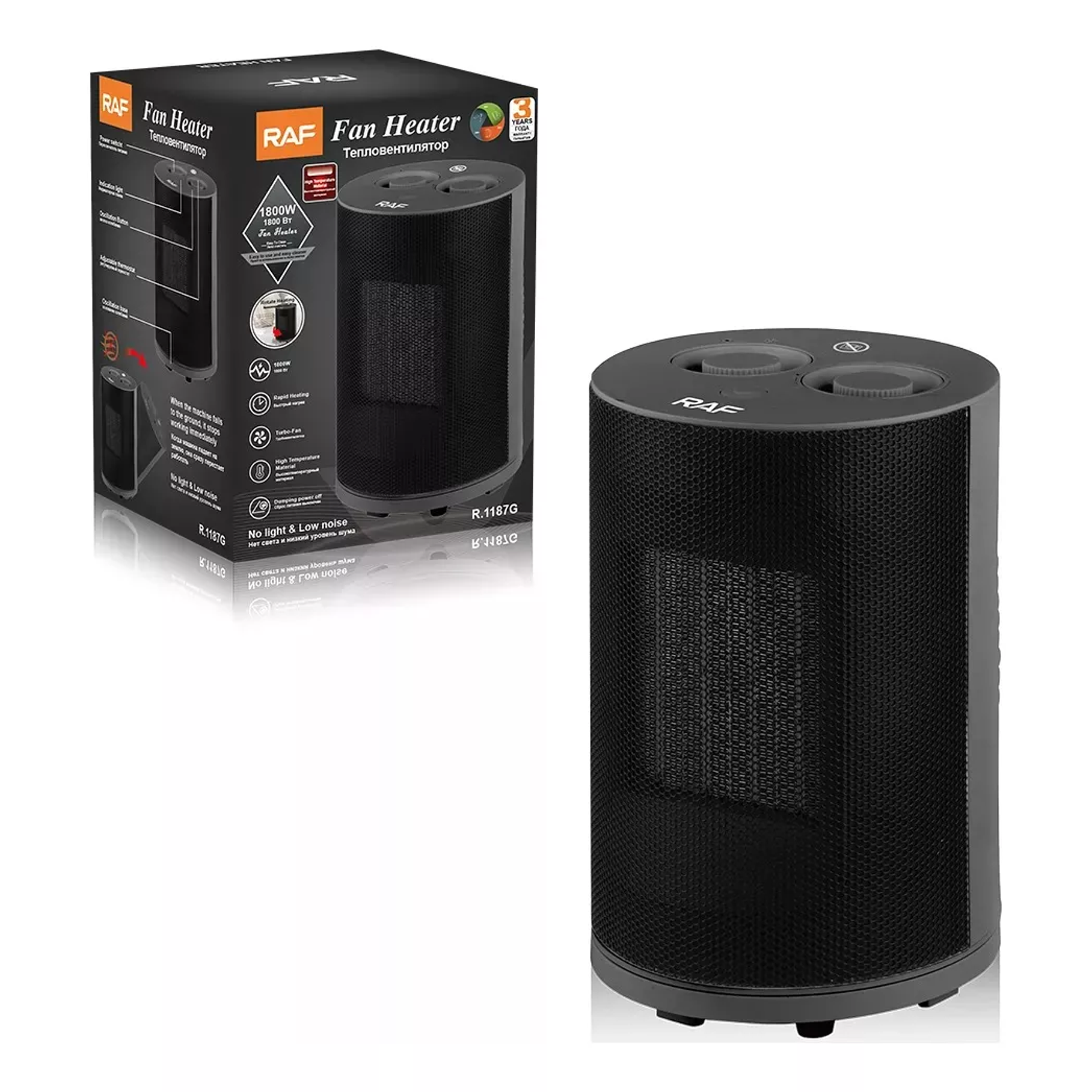 Calefactor Calentador Electrico Raf 1187b 1800w Portatil 1