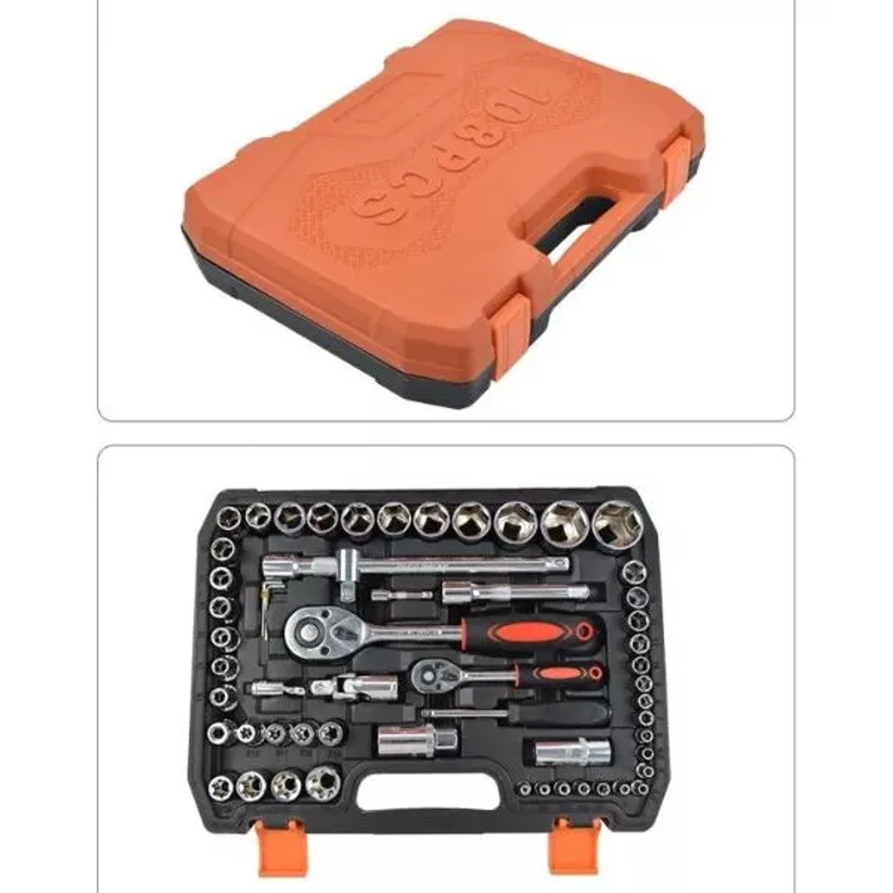 Kit de Herramientas Tecnopro 108 Piezas En Caja Transportadora Color Naranja 3