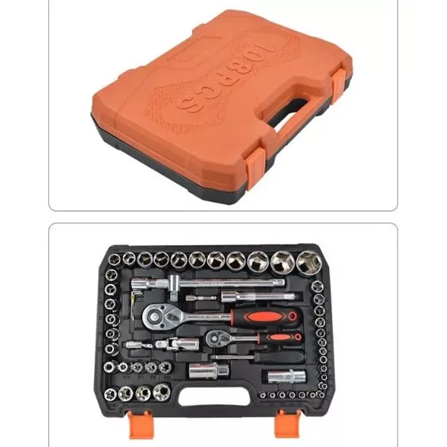 Kit de Herramientas Tecnopro 108 Piezas En Caja Transportadora Color Naranja 3