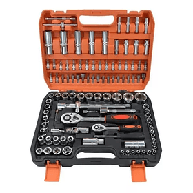 Kit de Herramientas Tecnopro 108 Piezas En Caja Transportadora Color Naranja