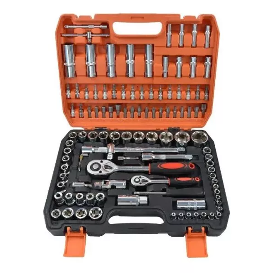 Kit de Herramientas Tecnopro 108 Piezas En Caja Transportadora Color Naranja 1