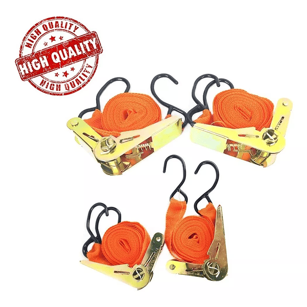 Set 4 Eslinga, Correa Amarre, Correa Plana, Linga 25mm 4mts 3