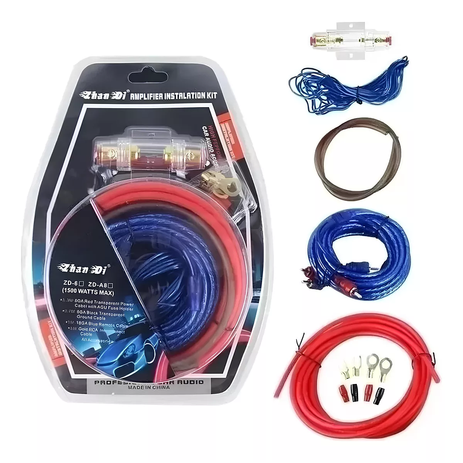 Kit Cables Para Amplificador Subwoofer 1500w Auto / 213004  1