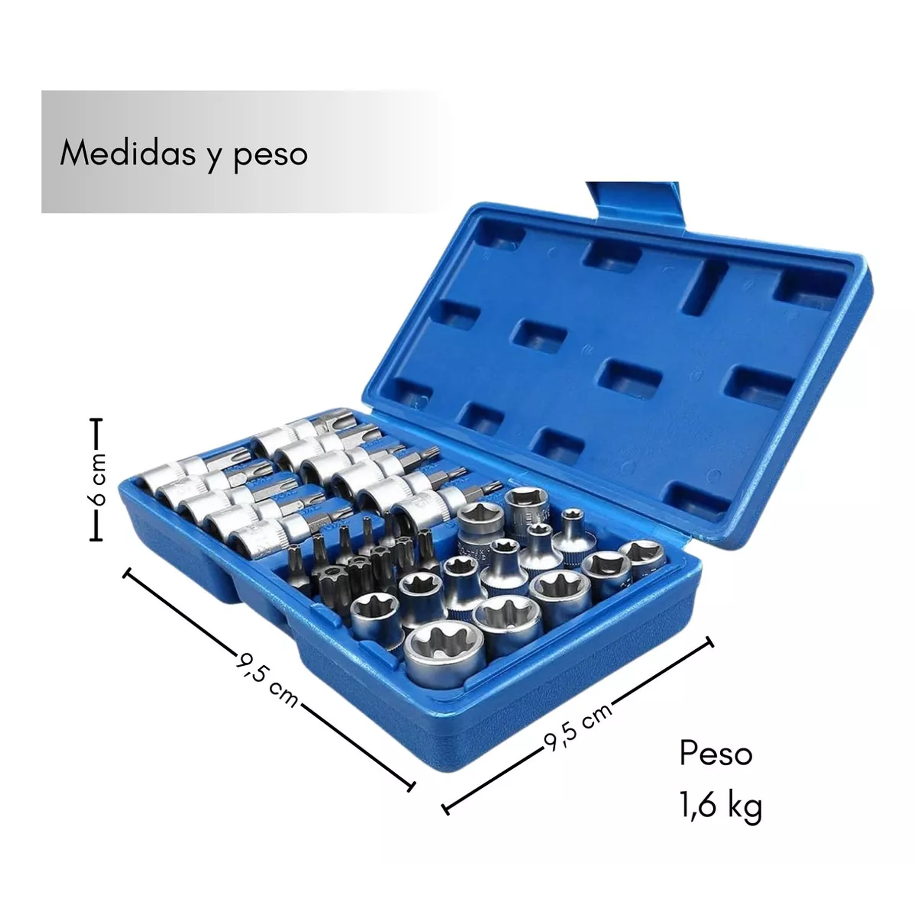 Juego Dados Torx Estrella 3/8 Hembra Macho 34 Pcs Crownman  2