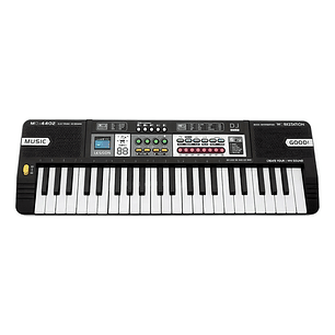 Piano Para Niños O Teclado Musical Electronico Microfono Color Negro