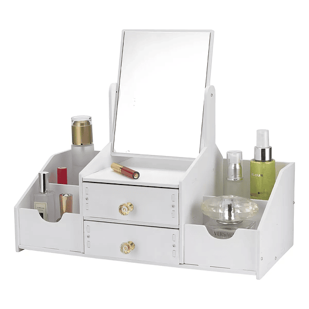 Cajón Con Espejo Y Repisa Organizadora De Joyero Cosméticos Madera 3