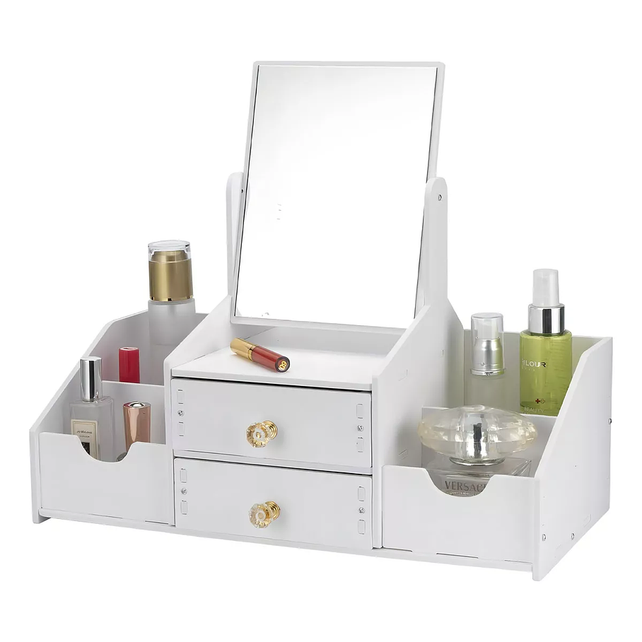 Cajón Con Espejo Y Repisa Organizadora De Joyero Cosméticos Madera 3