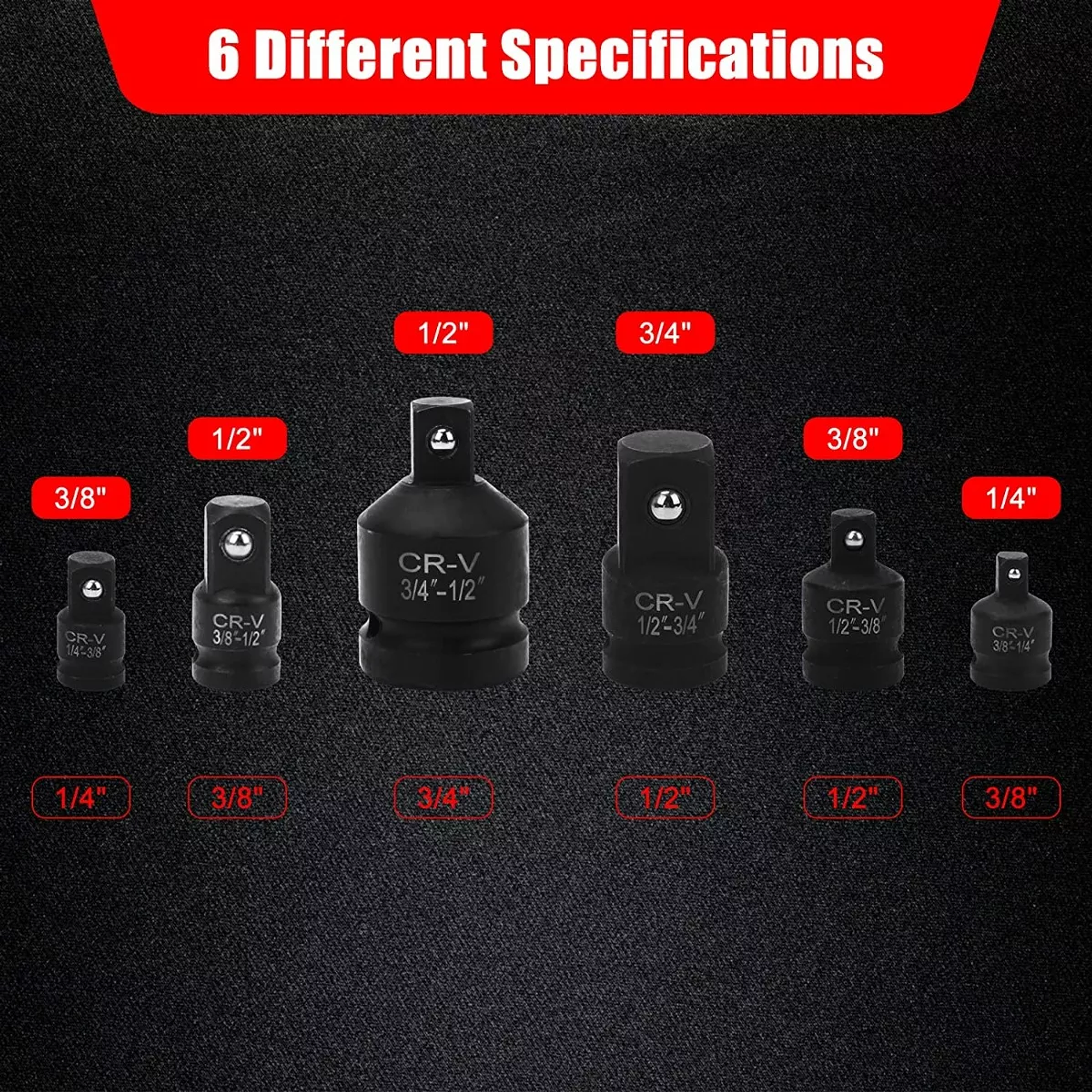 Juego De Dados Adaptador Y Reductor De Impacto 6 Pzas 5
