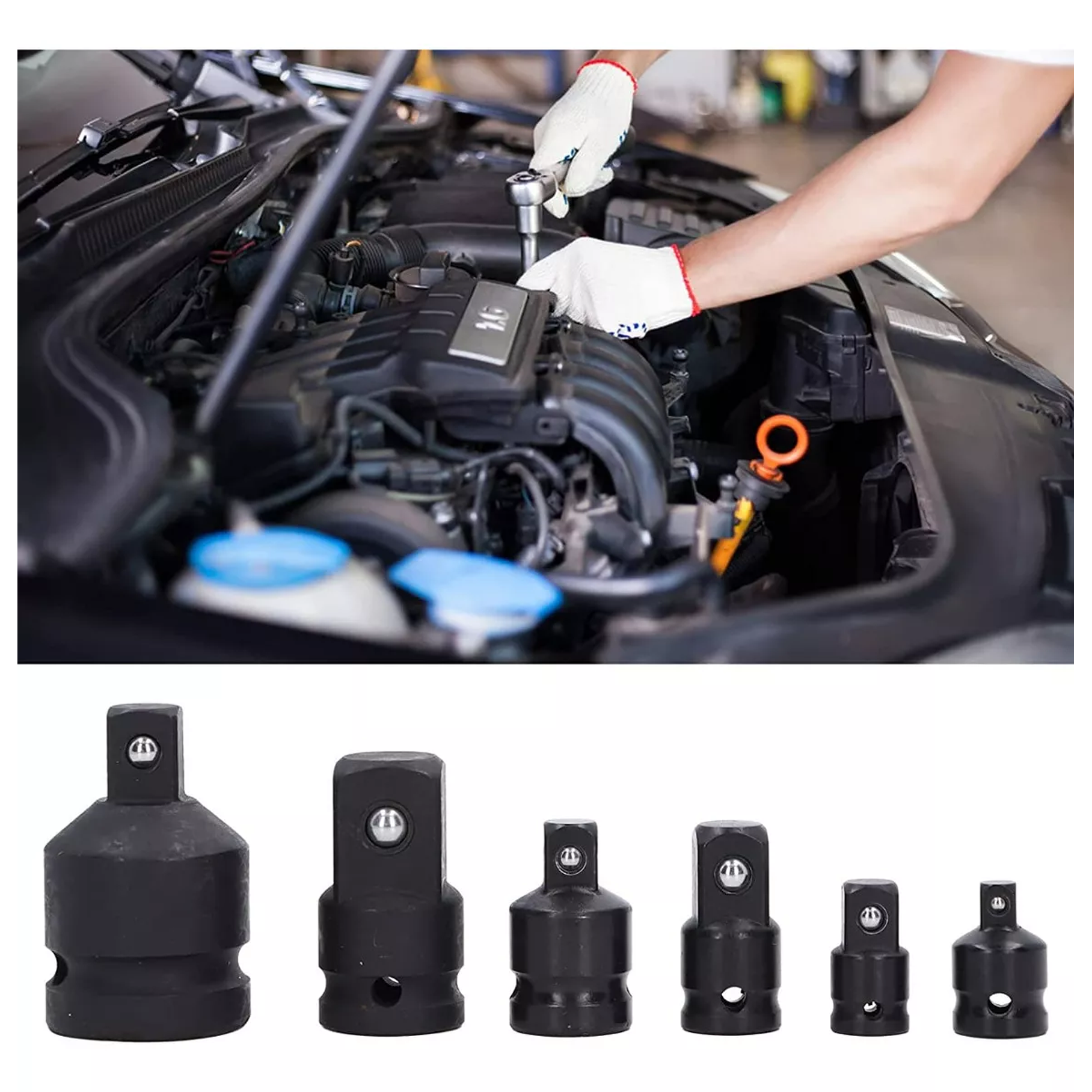 Juego De Dados Adaptador Y Reductor De Impacto 6 Pzas 7