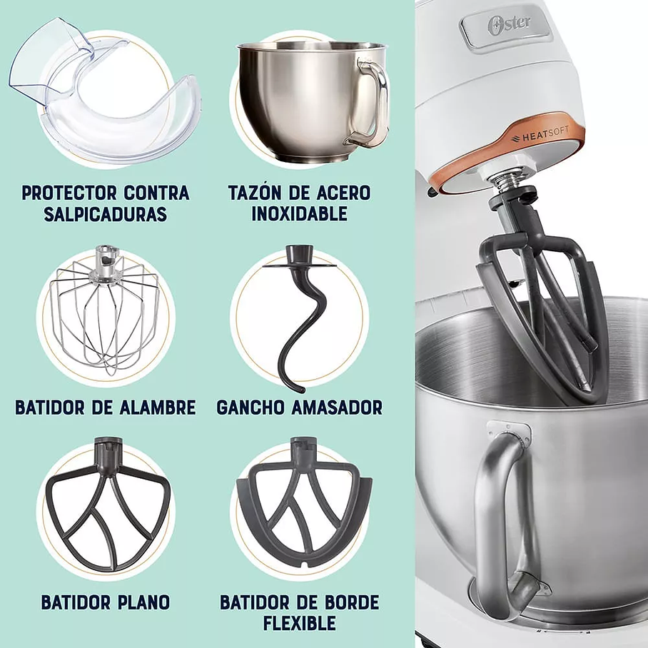 Batidora planetaria Oster® con tecnología Heatsoft™ FPSTSMPL4W Original 3
