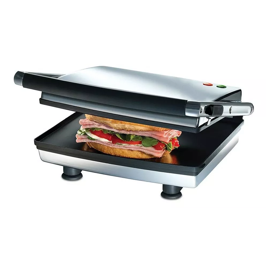 Plancha Panini Oster® De Superficie Plana Ckstsm3884 Color Gris 1