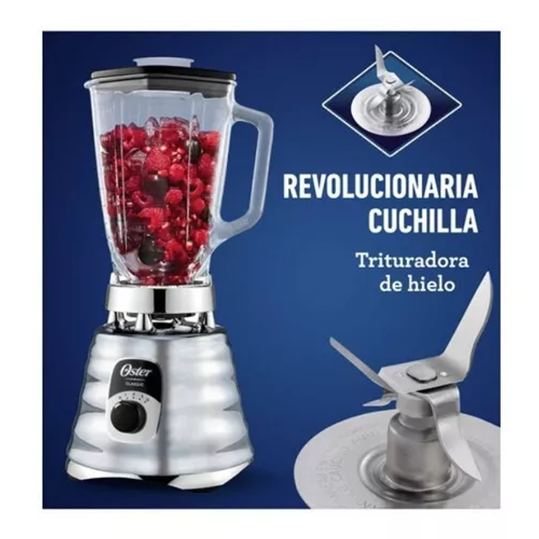 Licuadora clásica Oster® cromo con perilla ergonómica de 3 velocidades BLST4655 3