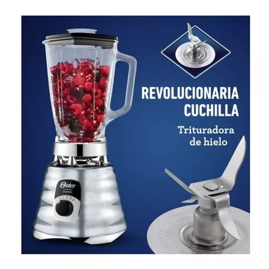 Licuadora clásica Oster® cromo con perilla ergonómica de 3 velocidades BLST4655 3