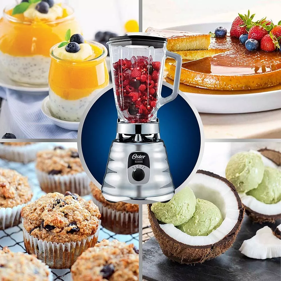 Licuadora clásica Oster® cromo con perilla ergonómica de 3 velocidades BLST4655 4