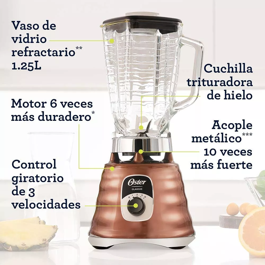  Licuadora clásica Oster® cobre con perilla ergonómica de 3 velocidades BLST4128 3