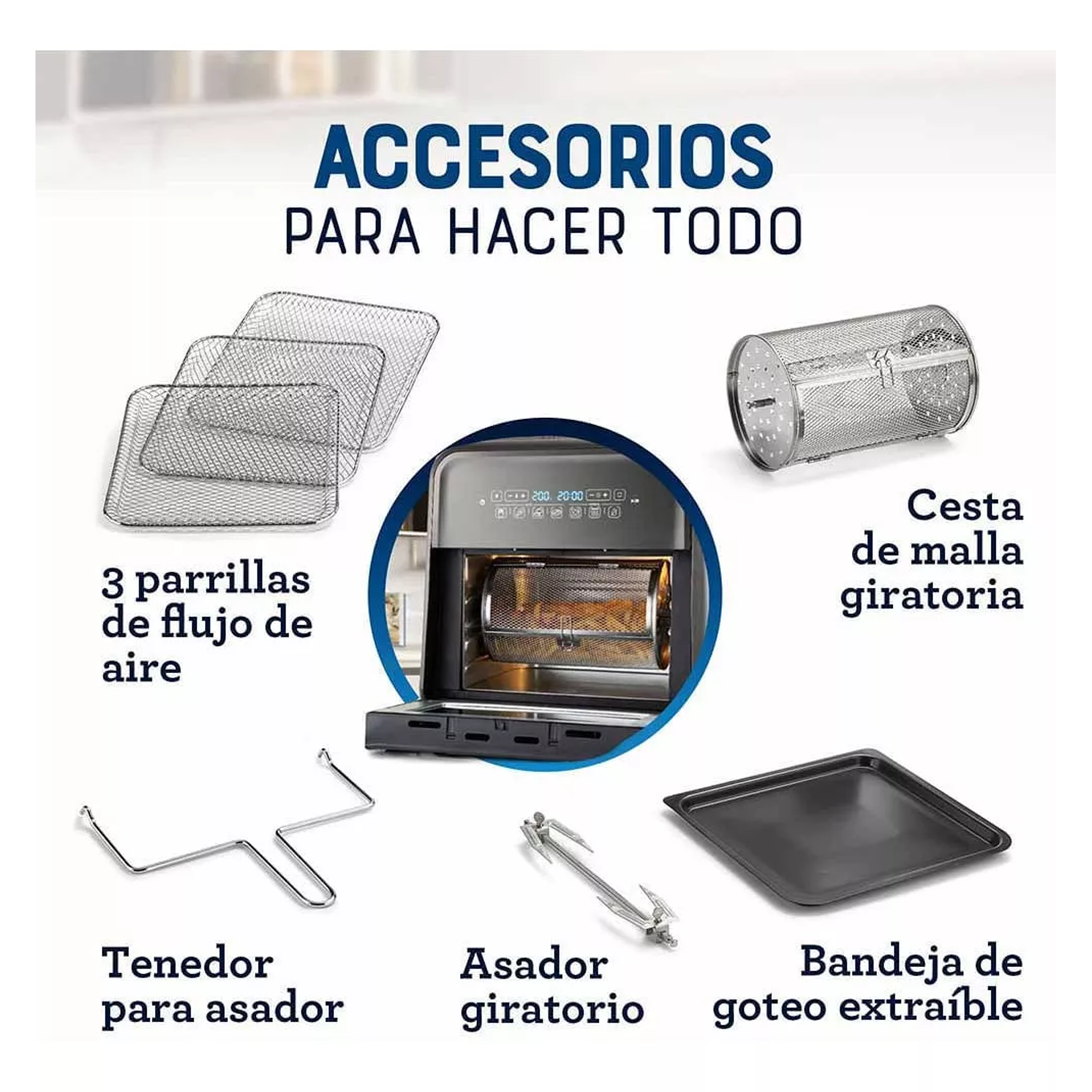 Súper freidora de aire Oster® 10 litros CKSTAFOV3 Color Negro 220V Multifuncional 9