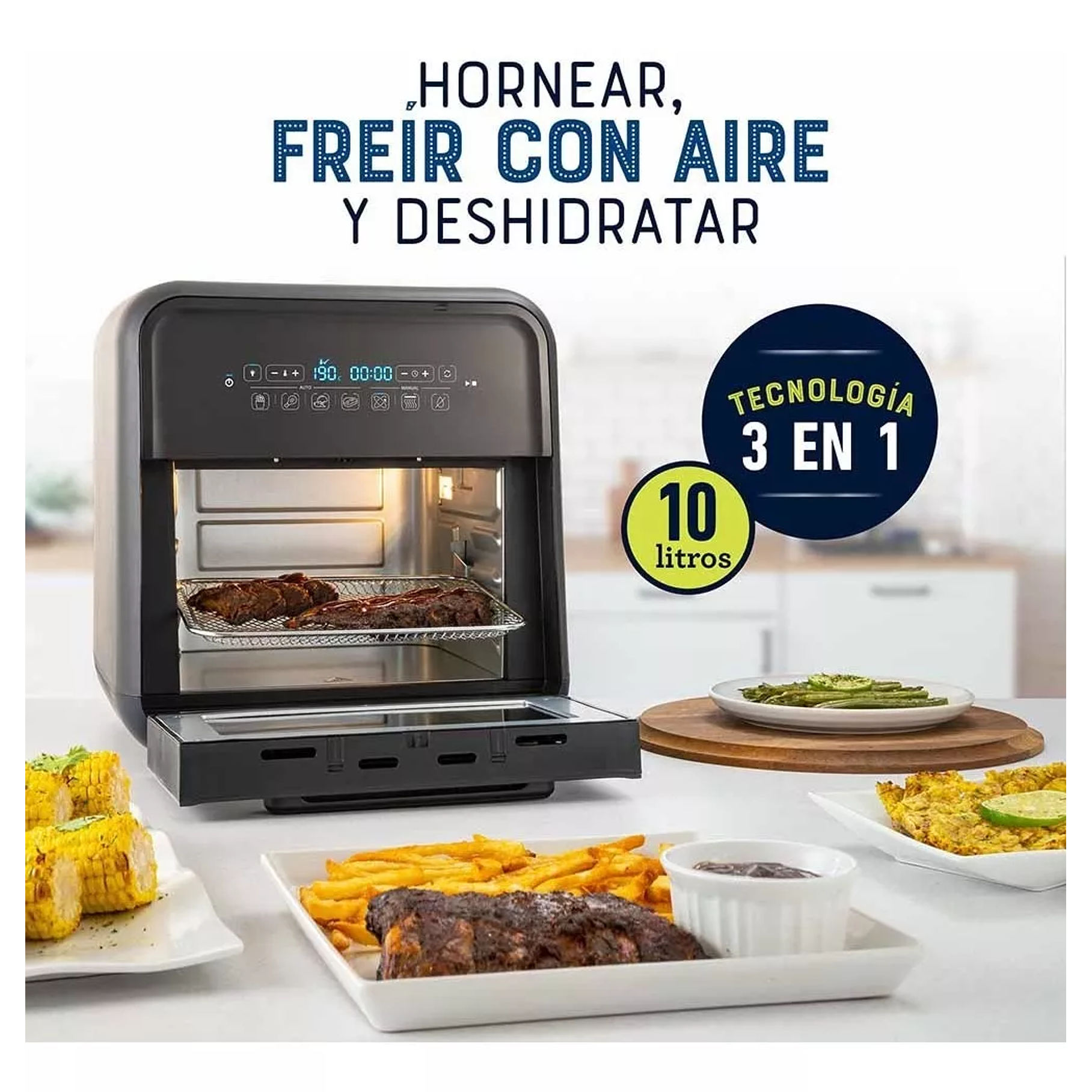 Súper freidora de aire Oster® 10 litros CKSTAFOV3 Color Negro 220V Multifuncional 3