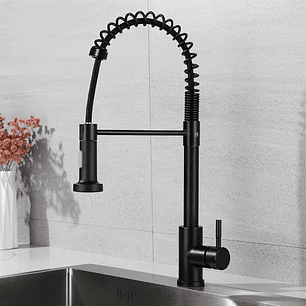 Grifo Llave Alta Monomando Cocina Rociador Flexible Negro