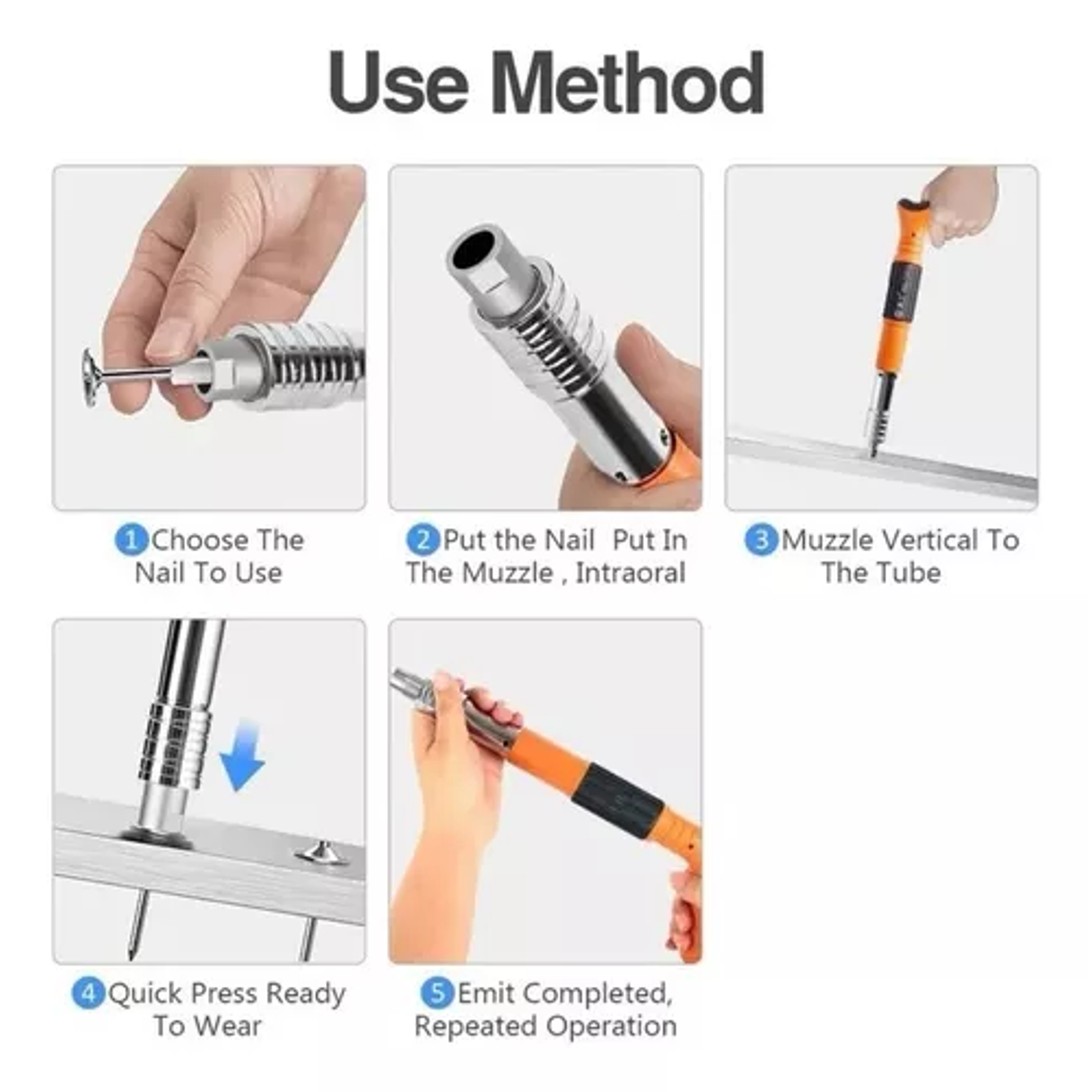Pistola De Clavos Descarga Automatica Ajustable Y De Acero 5
