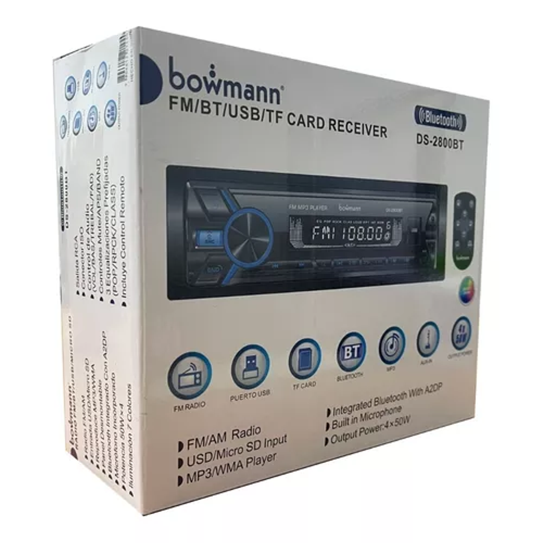 Radio de auto Bowmann DS-2800BT con USB, bluetooth y lector de tarjeta SD 3