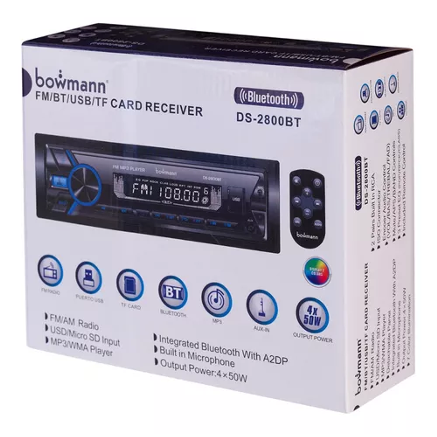 Radio de auto Bowmann DS-2800BT con USB, bluetooth y lector de tarjeta SD 4