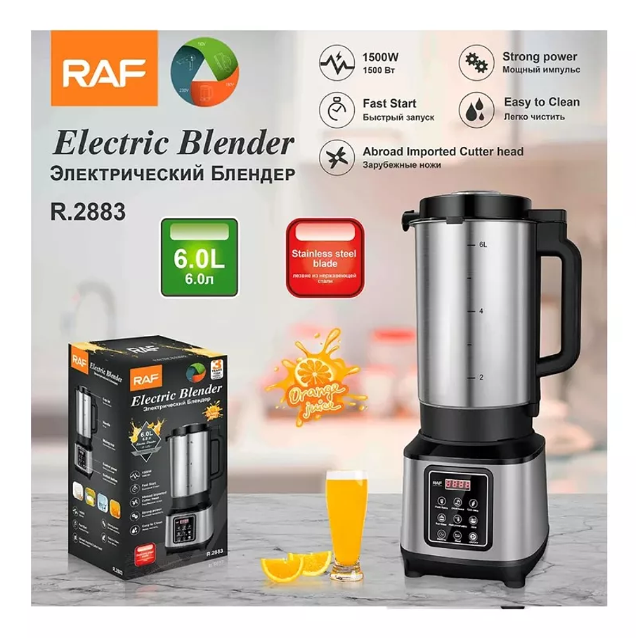 Licuadora Juguera Industrial De 6 Litros 1500w R.2883 Color Plateado Raf 5