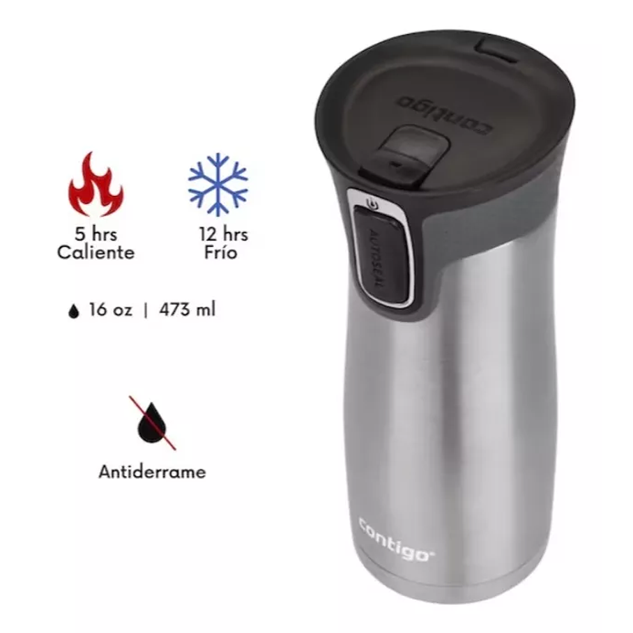 Vaso Térmico Contigo Mug Westloop 473 Ml 16 Oz Color Plateado 4