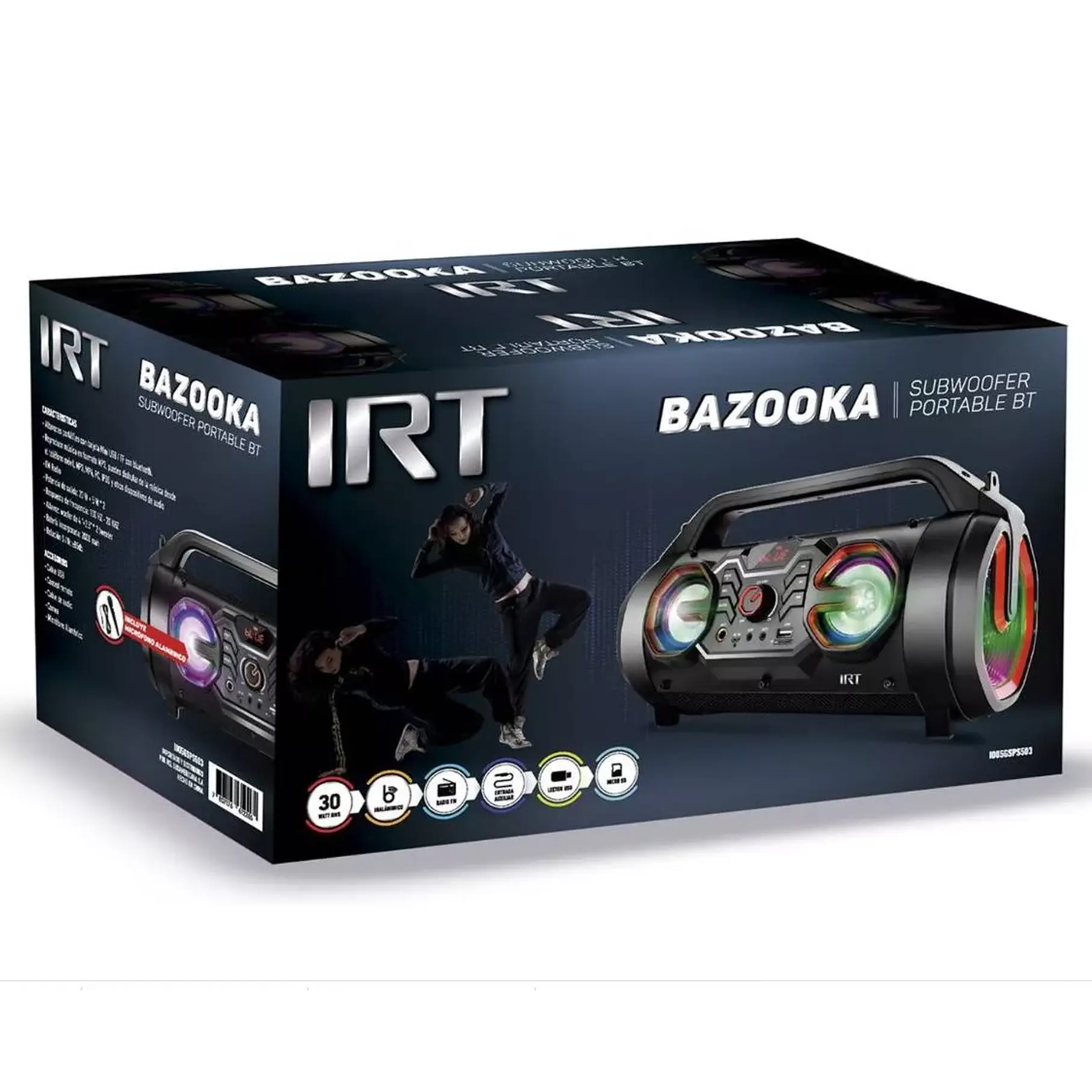 Parlante Bazooka Irt Bluetooth Subwofer  30w Radio Fm/ Usb/ Control Remoto S503 8