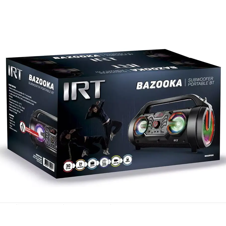 Parlante Bazooka Irt Bluetooth Subwofer  30w Radio Fm/ Usb/ Control Remoto S503 8