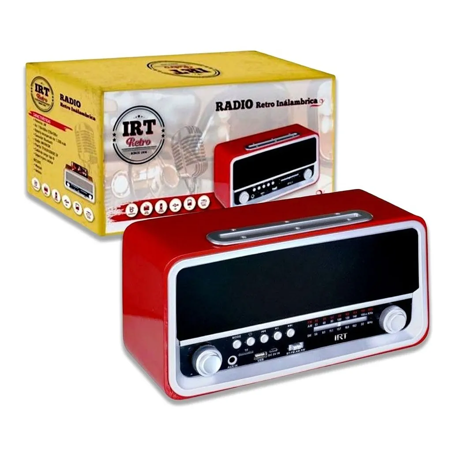 Radio Bluetooth Portátil Retro Irt Usb Am Fm Rojo Fx Vintage 2