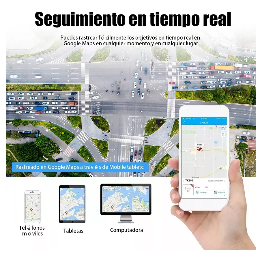 GPS Tk905 4g Tracker Impermeable 5000mah con imán para coche color negro 6