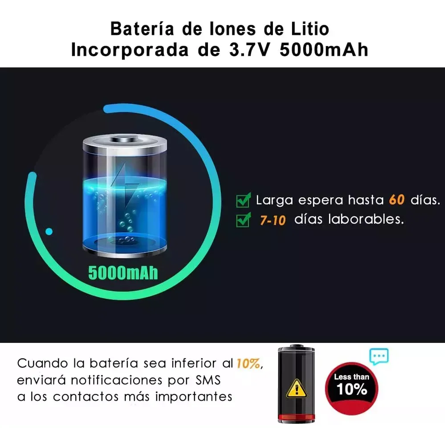 GPS Tk905 4g Tracker Impermeable 5000mah con imán para coche color negro 11