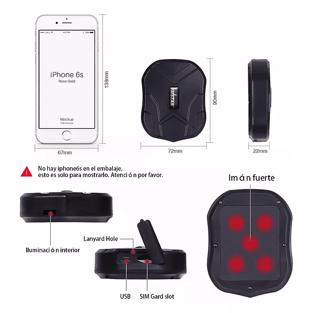 GPS Tk905 4g Tracker Impermeable 5000mah con imán para coche color negro 4