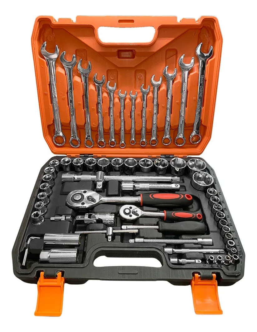 Juego Dados Con Llaves Y Chicharra 1/2'' Y 1/4'' 61pc Maleta