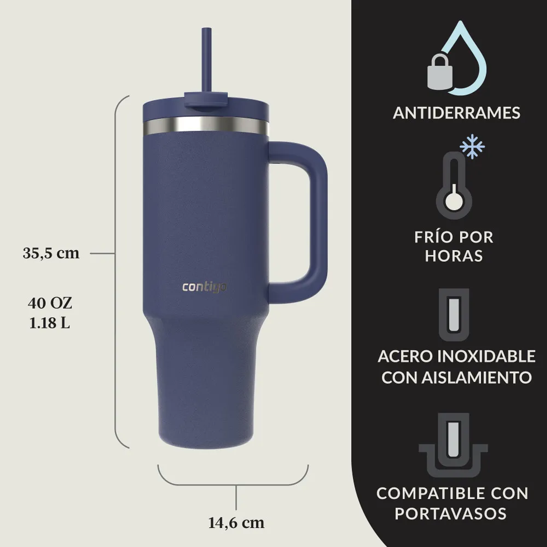 Botella Contigo Térmica 1.180ml Streeterville Color Indigo Color Azul Marino 4