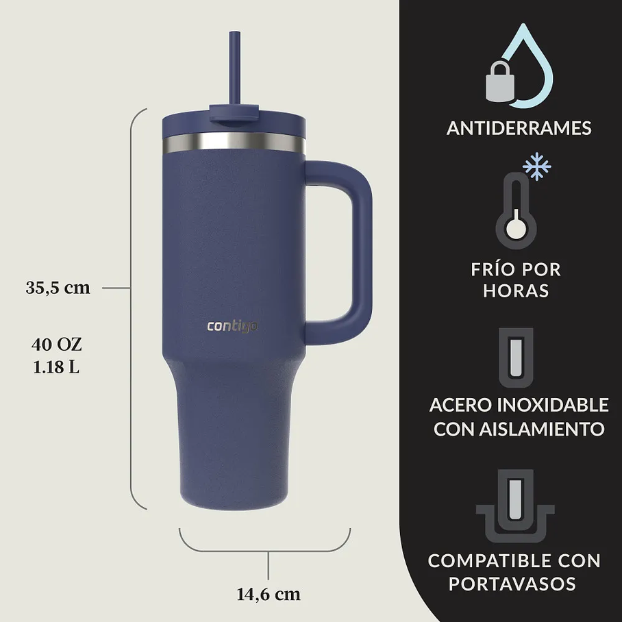 Botella Contigo Térmica 1.180ml Streeterville Color Indigo Color Azul Marino 4