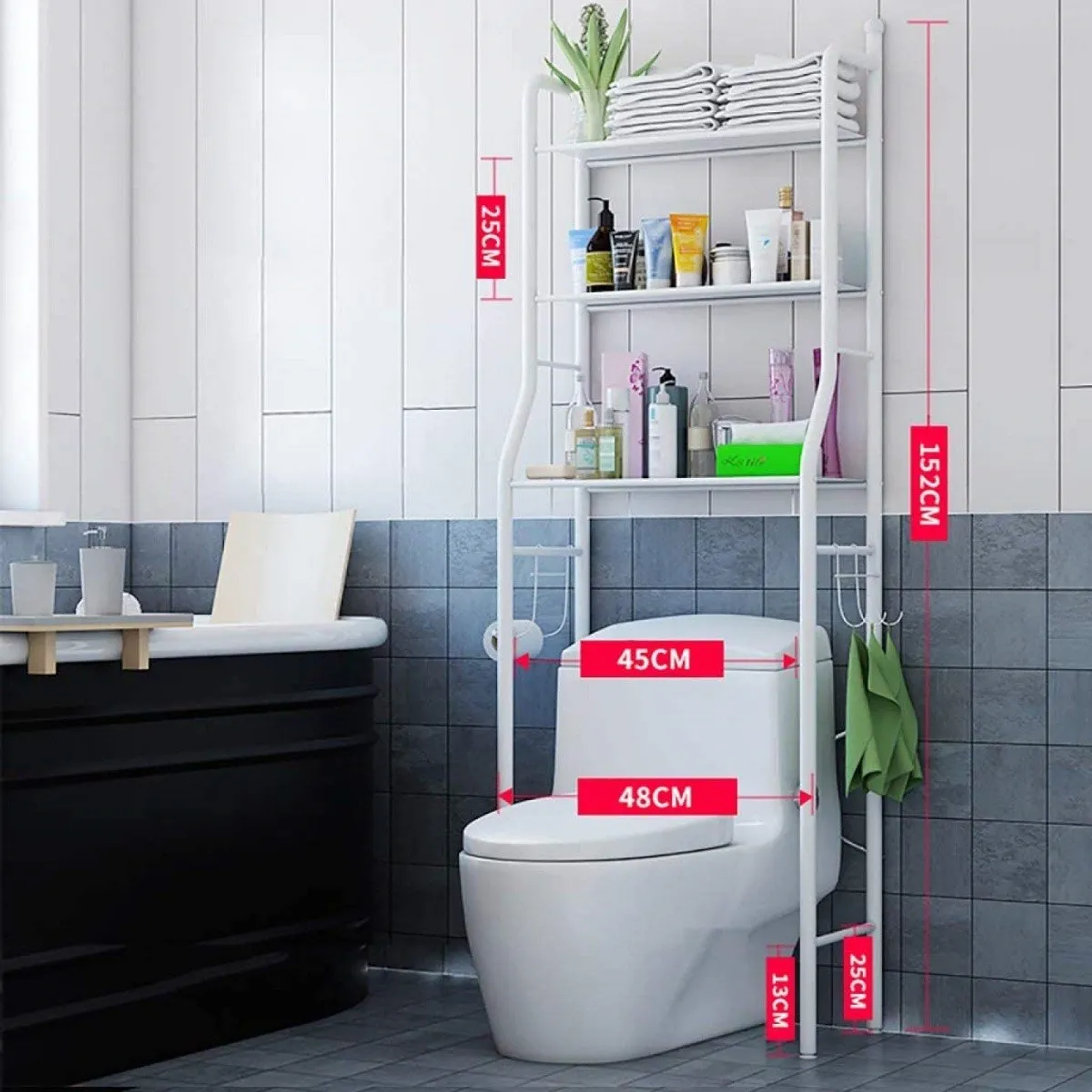 Estante De Baño Para Water  El Hogar Estable De 3 Capas Color Blanco 2