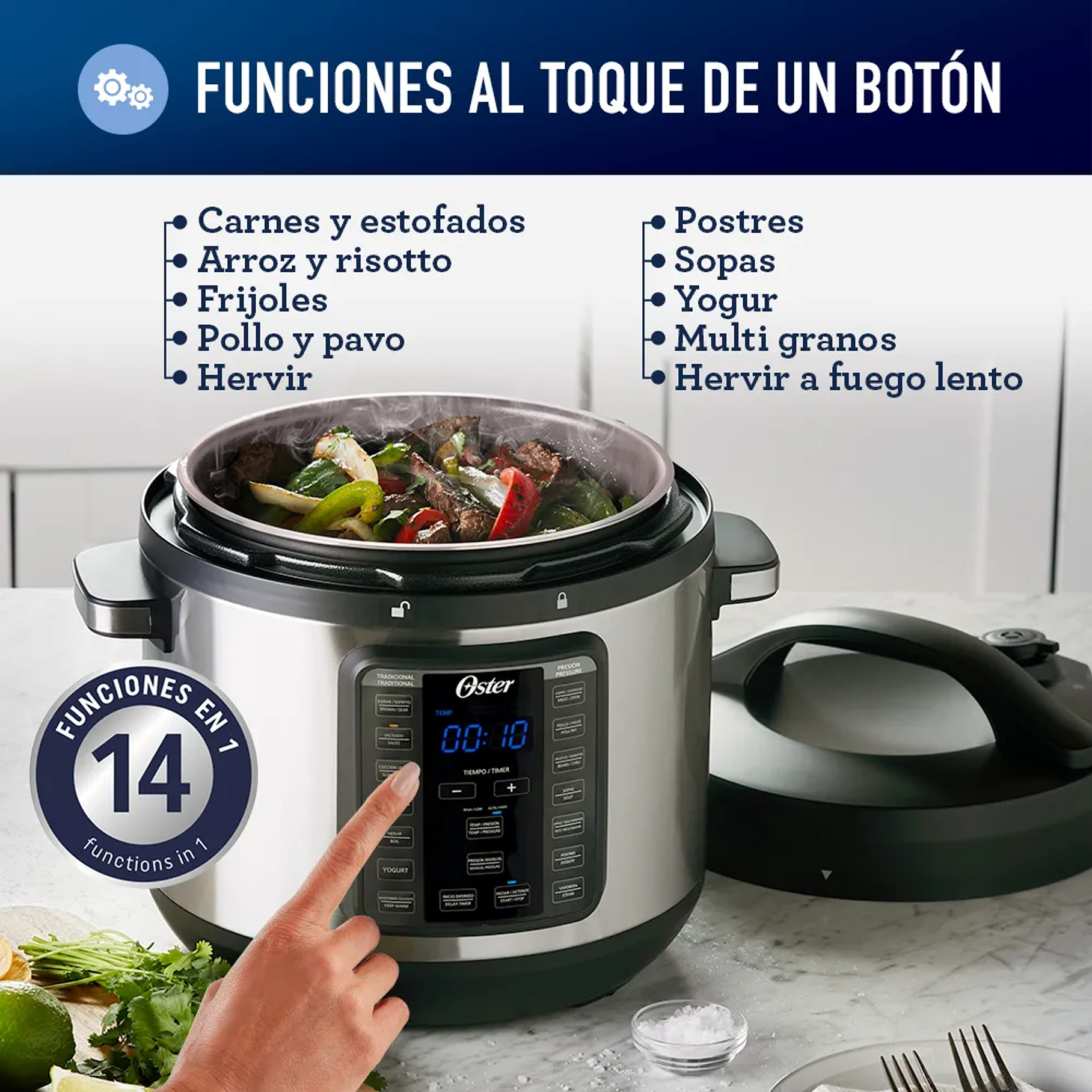 Olla Multi-olla rápida XL Oster® 7,5 litros con 14 funciones CKSTPCEC8801 3