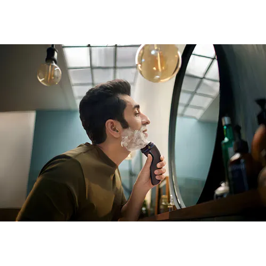 Máquina afeitadora Philips Shaver 3000 Series S3144/00 negra y celeste 220V 4