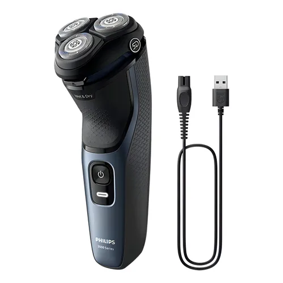 Máquina afeitadora Philips Shaver 3000 Series S3144/00 negra y celeste 220V 2