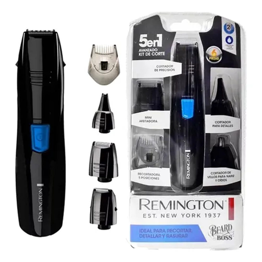 Corta Barba Pelos Nariz Y Oido 5 En 1 Remington Negra  2